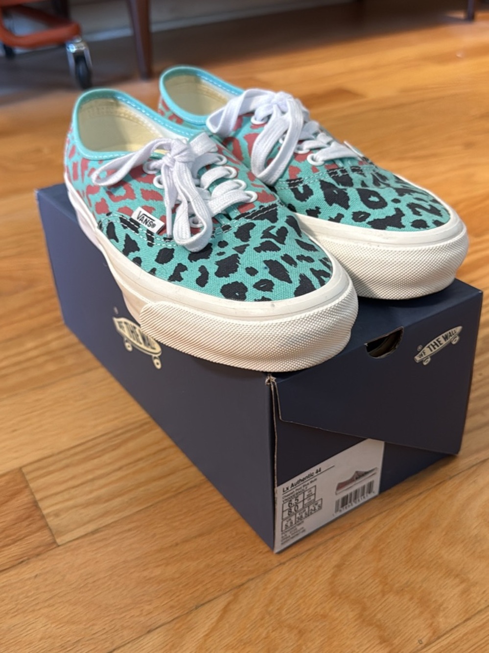 Vans Low Top Cheetah Print Canvas Sneakers - Teal & Coral